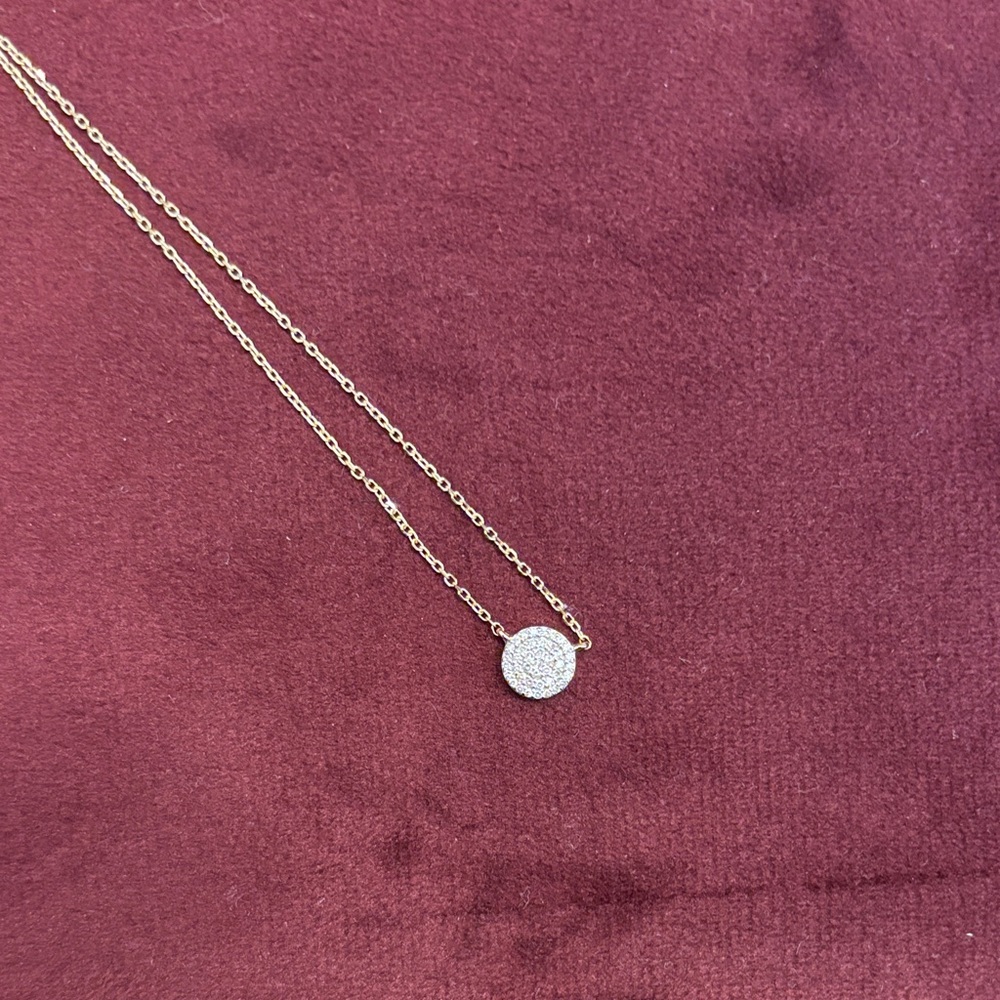MEJURI Gold Necklace with Pave Diamond Disc